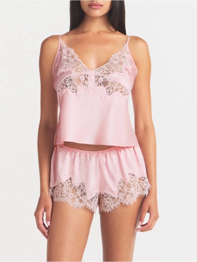 Skims Silk Lace Cami & Shorts Set | Peony Tonal | S | Nwt